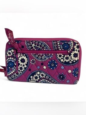 Vera Bradley Quilted Paisley Cosmetic Wristlet - Magenta, Navy, Cream